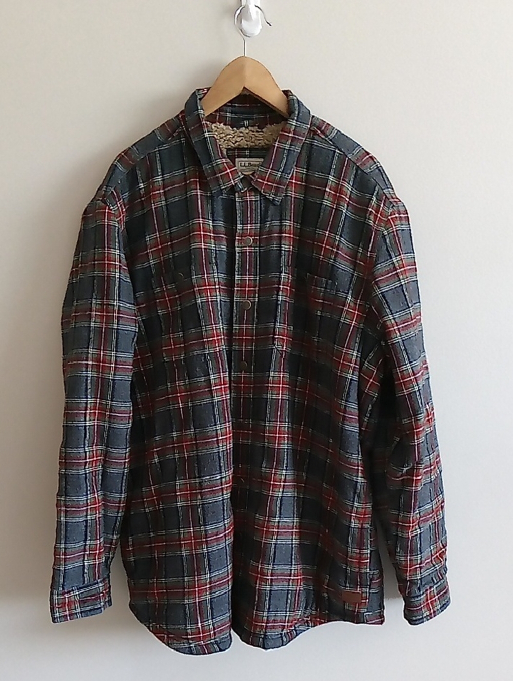 L.L. Bean Men's Sherpa Lined Scotch Plaid Shirt Jacket Shacket Size XL